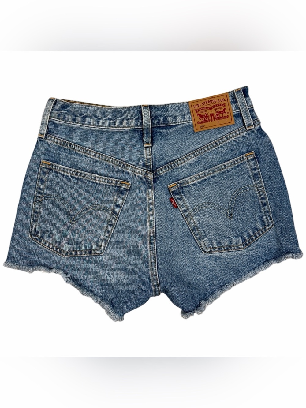 Levi's 501 High Waisted Button Fly Distressed Denim Shorts